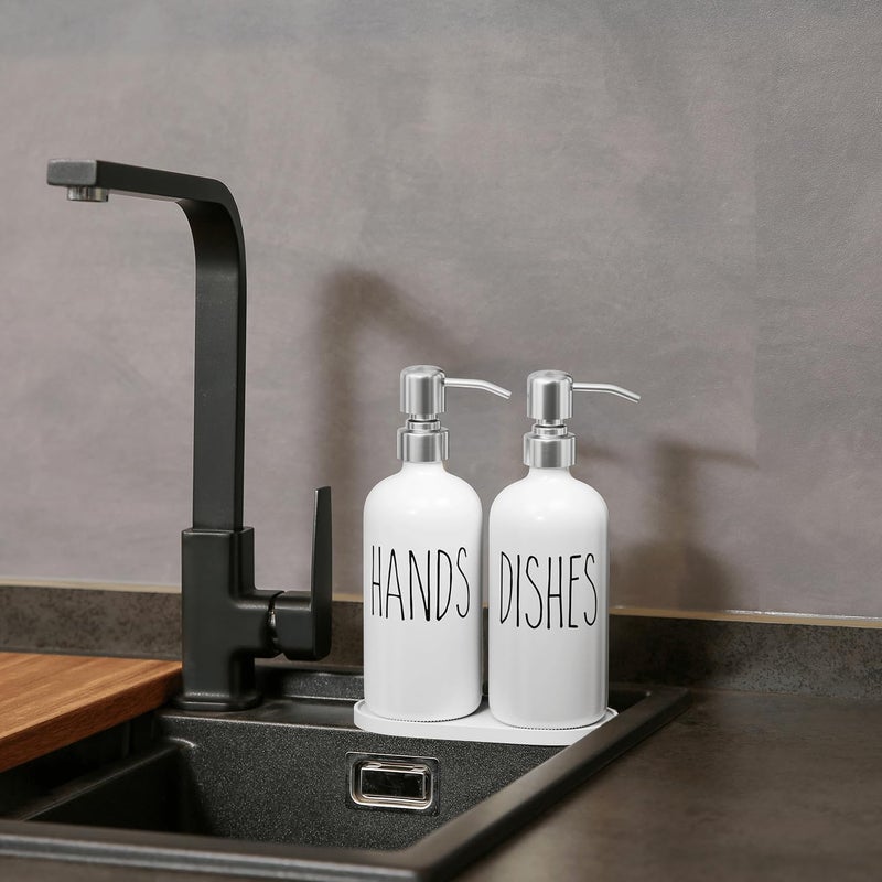 MOMEEMO Soap Dispenser for Kitchen Sink, White Soap Dispenser with Silver Metal Pump, Suitable for Kitchen Decor and Accessories. (White & Silver) - Image 5